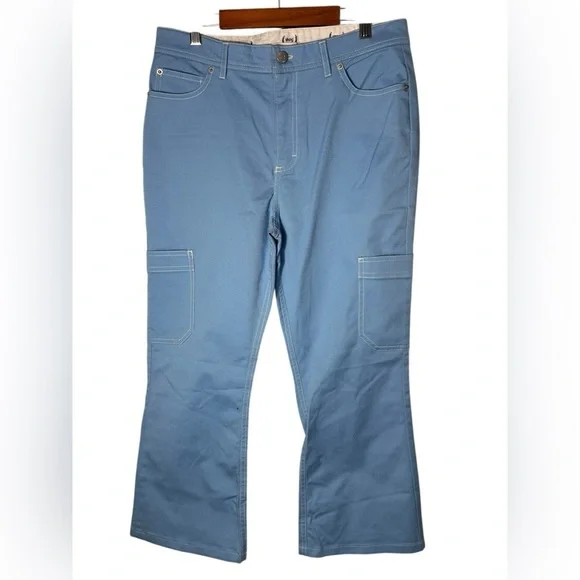 BDG Urban Outfitters Flared Leg Cargo Pants Women's 6 Blue Stretch Ankle Grunge - Picture 3 of 16